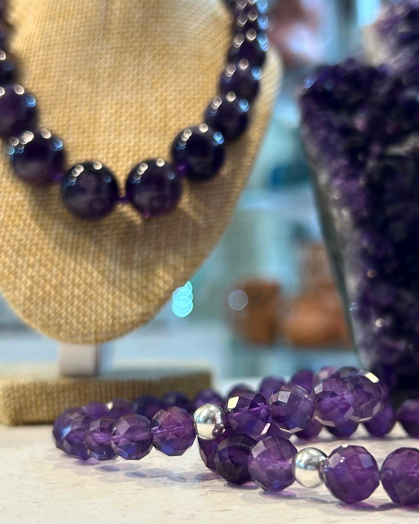 Pulsera Facetada Auténtica de Amatista