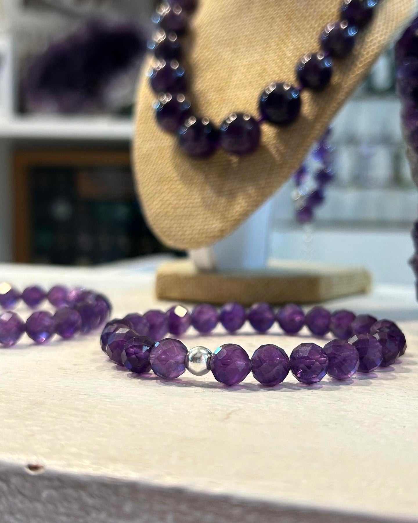 Pulsera Facetada Auténtica de Amatista