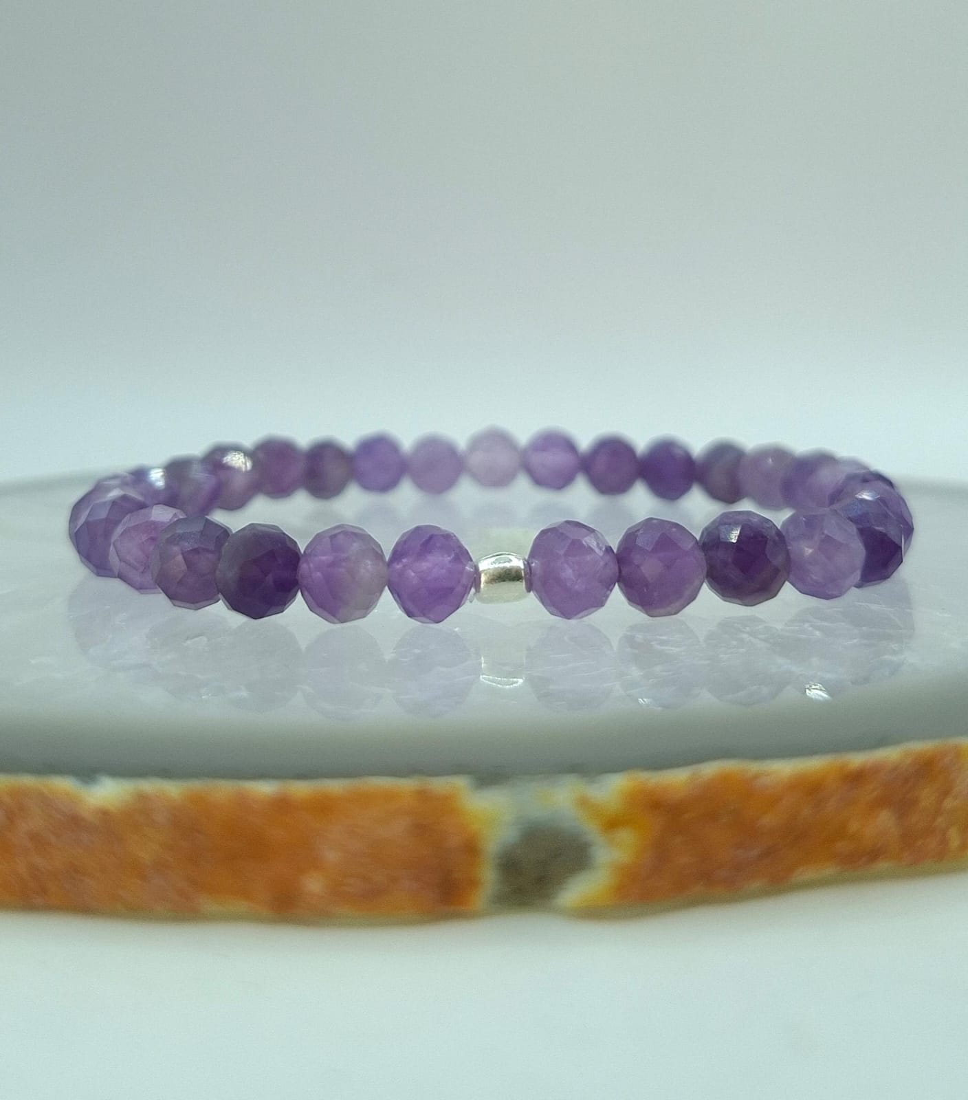 Pulsera facetada geniuna de Amatista 6mm