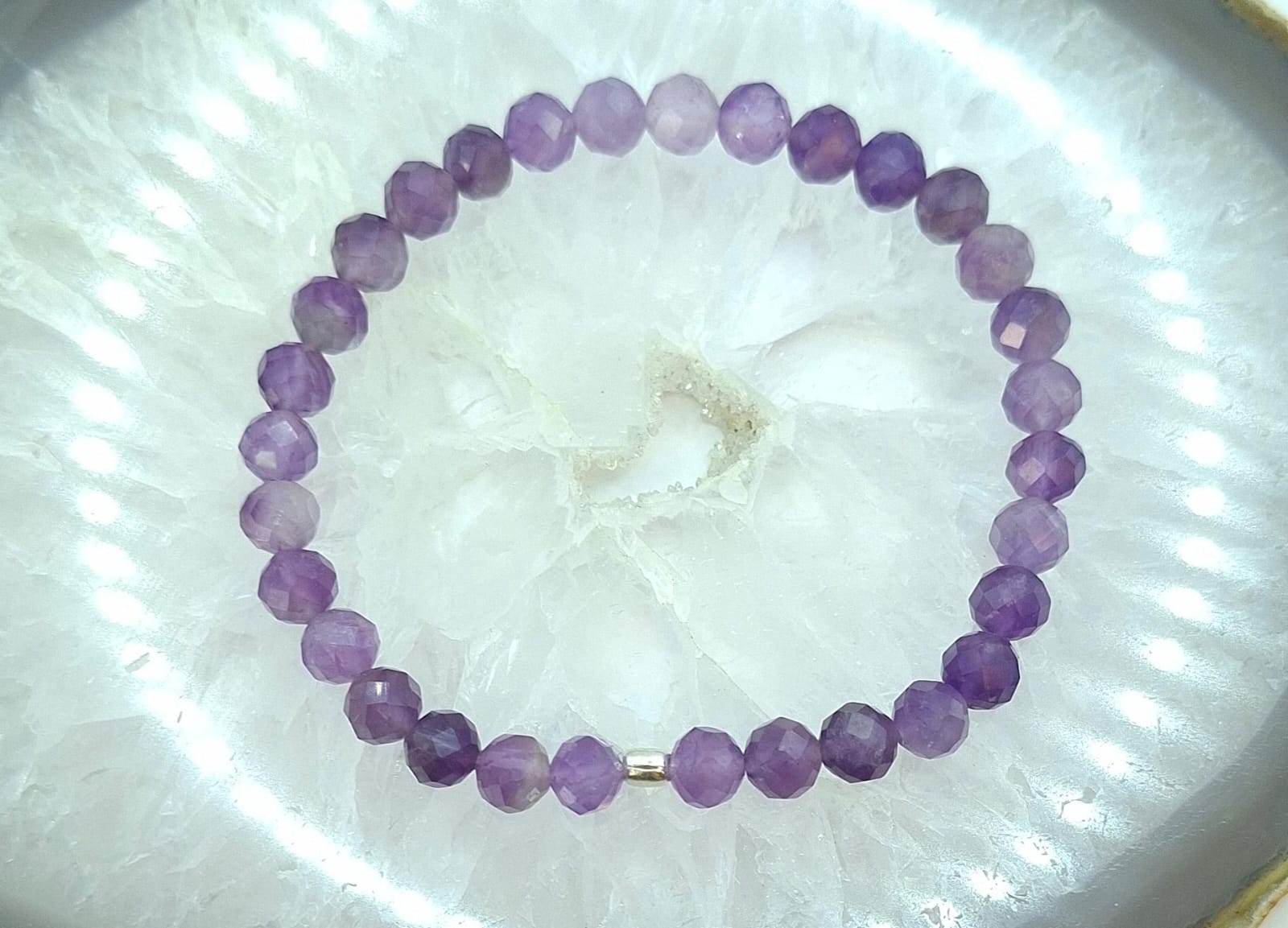 Pulsera facetada geniuna de Amatista 6mm