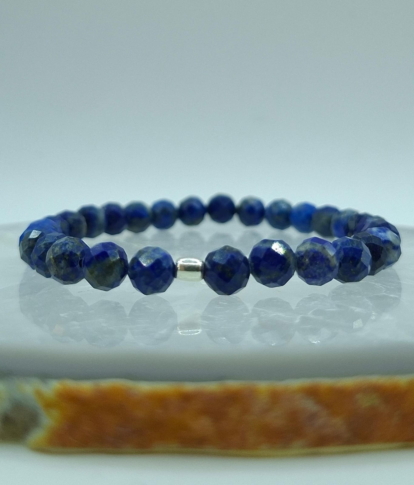Pulsera de Lapislazuli autentico Facetada 8mm